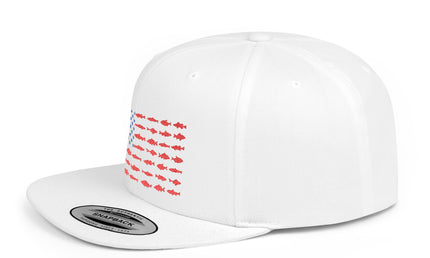 Patriotic Flat Bill Snapback Hat with Flag Design