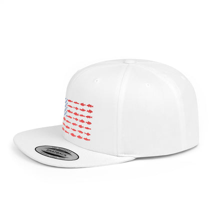 Patriotic Flat Bill Snapback Hat with Flag Design