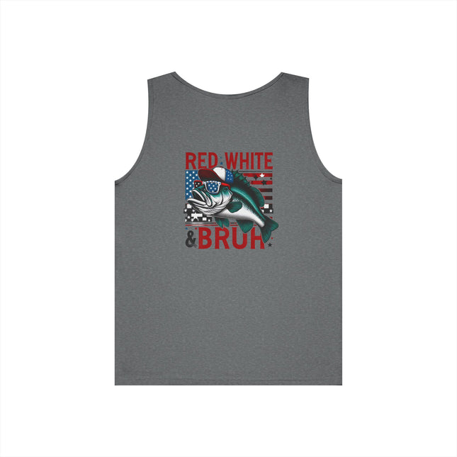 Patriotic Red, White, & Bruh Fishing Tank Top
