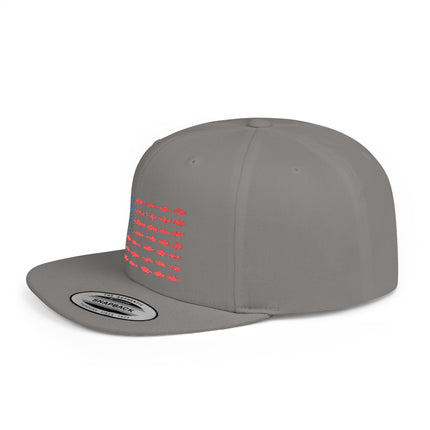Patriotic Flat Bill Snapback Hat with Flag Design