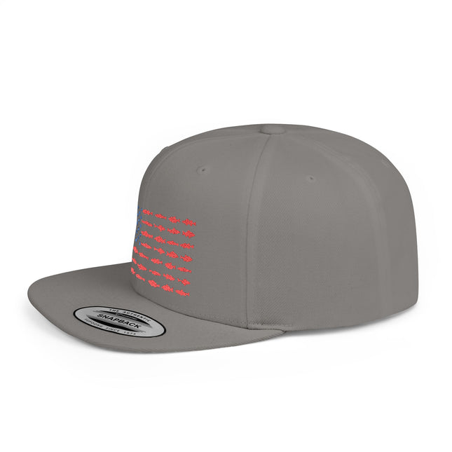 Patriotic Flat Bill Snapback Hat with Flag Design