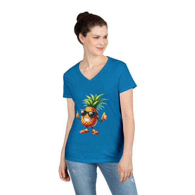 Party Pineapple Ladies' V-Neck T-Shirt