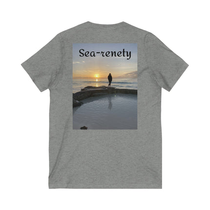 Sea-renety, Beach Theme Unisex V-Neck Tee