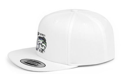 Fish Vibes Flat Bill Snapback Hat with Fish Design