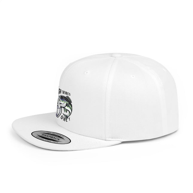 Fish Vibes Flat Bill Snapback Hat with Fish Design
