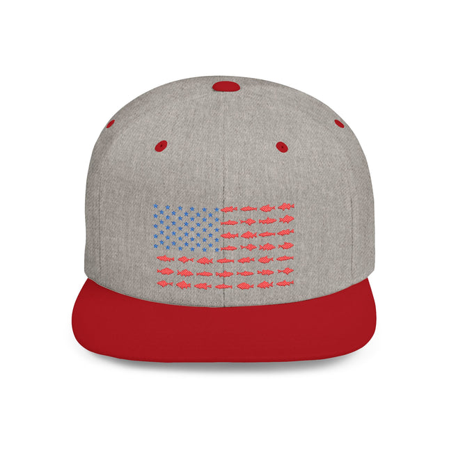 Patriotic Flat Bill Snapback Hat with Flag Design
