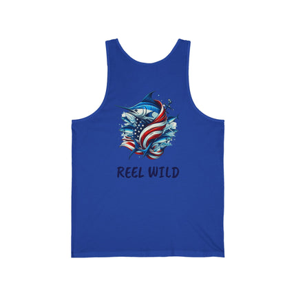 Reel Wild Marlin Fishing Themed Unisex Jersey Tank Top