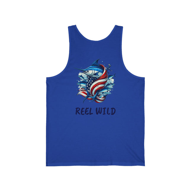 Reel Wild Marlin Fishing Themed Unisex Jersey Tank Top