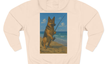 German Shepherd Fishing Fleece Hoodie