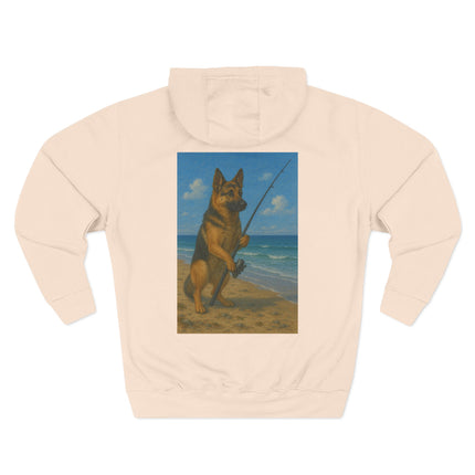 German Shepherd Fishing Fleece Hoodie