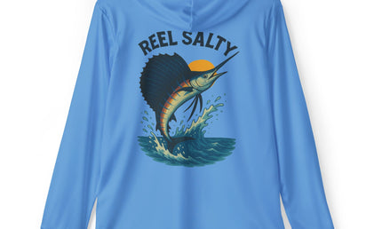 Sailfish Reel Salty Graphic Performance Hoodie Shirt UPF+50