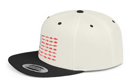 Patriotic Flat Bill Snapback Hat with Flag Design