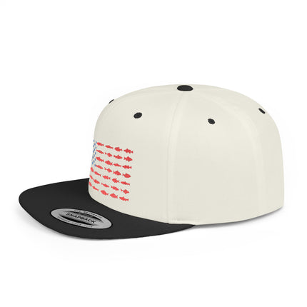 Patriotic Flat Bill Snapback Hat with Flag Design