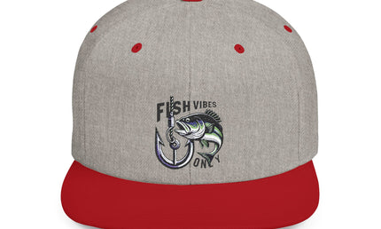 Fish Vibes Flat Bill Snapback Hat with Fish Design