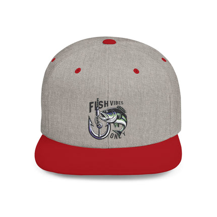 Fish Vibes Flat Bill Snapback Hat with Fish Design