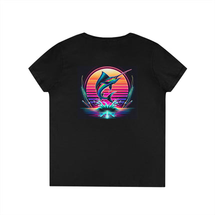 Graphic Marlin Ladies' V-Neck T-Shirt