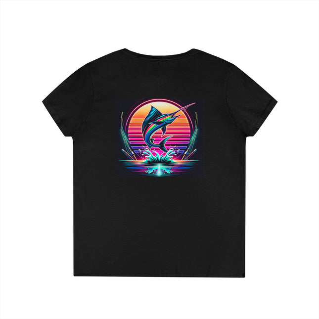 Graphic Marlin Ladies' V-Neck T-Shirt