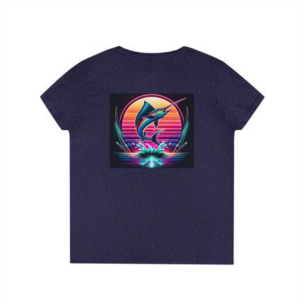 Graphic Marlin Ladies' V-Neck T-Shirt
