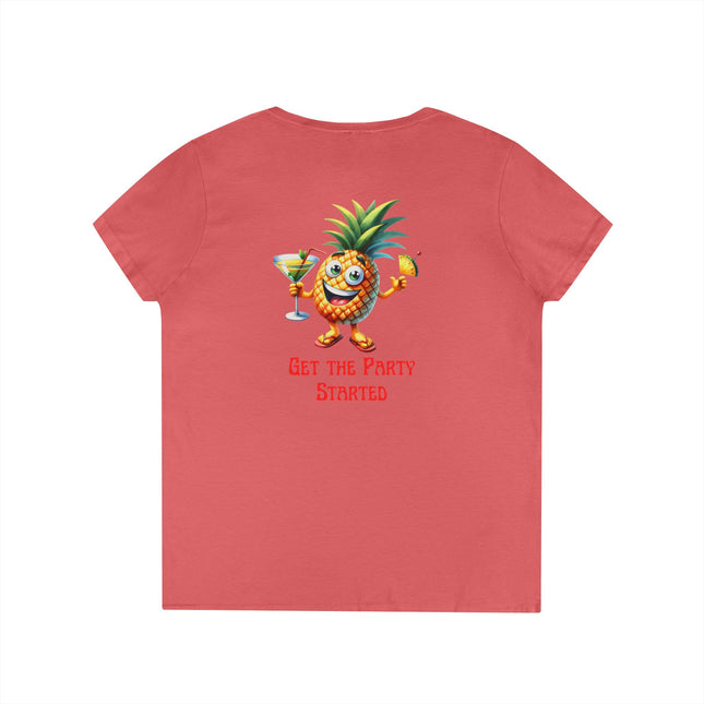 Party Pineapple Ladies' V-Neck T-Shirt