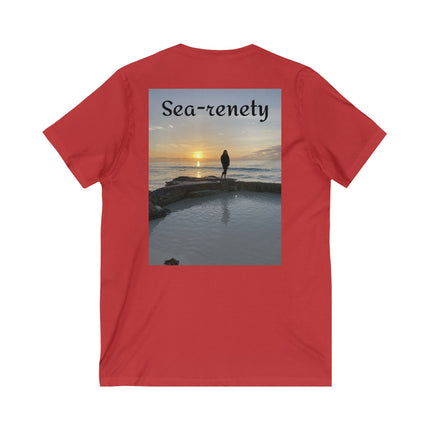 Sea-renety, Beach Theme Unisex V-Neck Tee