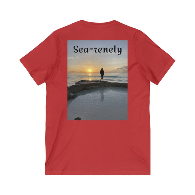 Sea-renety, Beach Theme Unisex V-Neck Tee