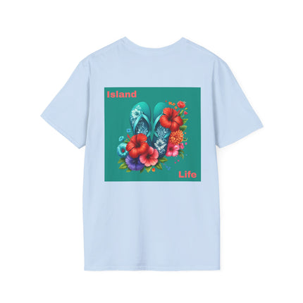 Island Life Unisex T-Shirt | Tropical Flip Flop Graphic Tee