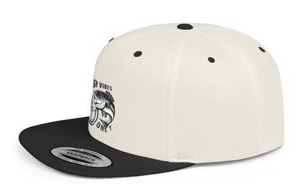 Fish Vibes Flat Bill Snapback Hat with Fish Design