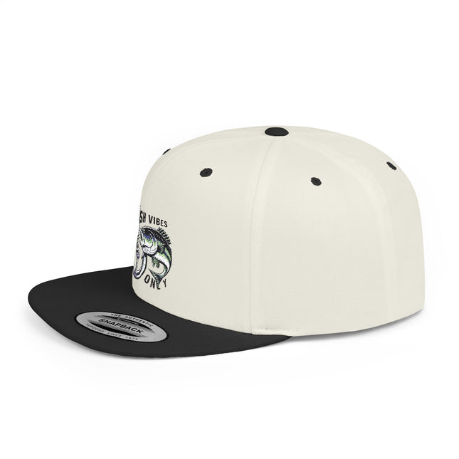 Fish Vibes Flat Bill Snapback Hat with Fish Design