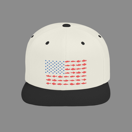 Patriotic Flat Bill Snapback Hat with Flag Design