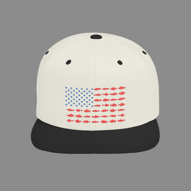 Patriotic Flat Bill Snapback Hat with Flag Design