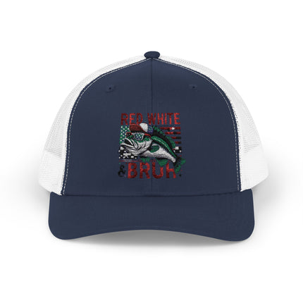 Patriotic Fishing Snapback Cap, Outdoor Hat, Red White & Bruh Cap