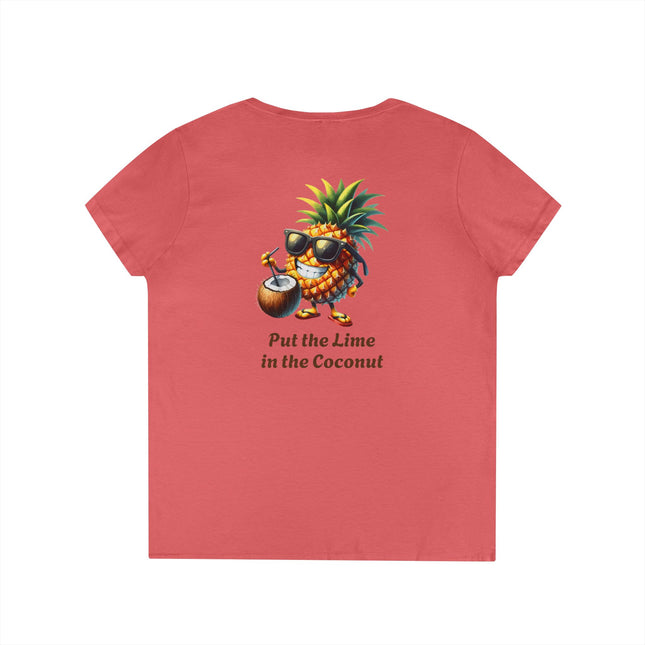 Lime Coconut Pineapple Ladies' V-Neck T-Shirt