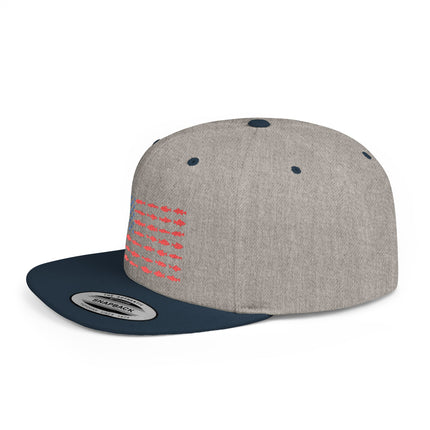 Patriotic Flat Bill Snapback Hat with Flag Design