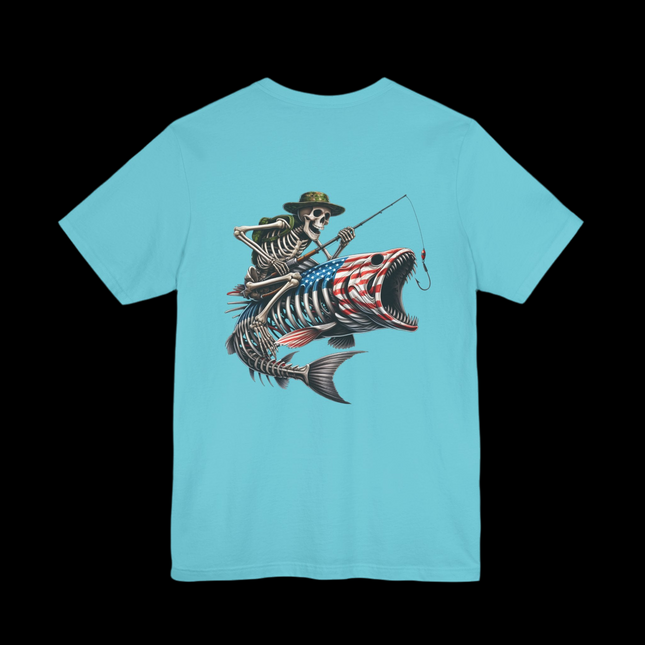 USA Fish Skeleton Graphic Fishing Tee