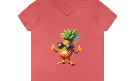 Party Pineapple Ladies' V-Neck T-Shirt