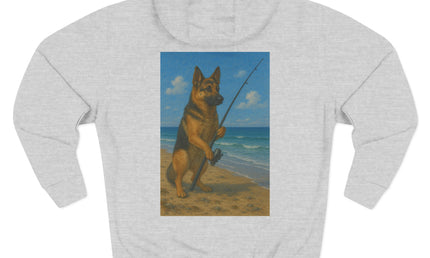 German Shepherd Fishing Fleece Hoodie