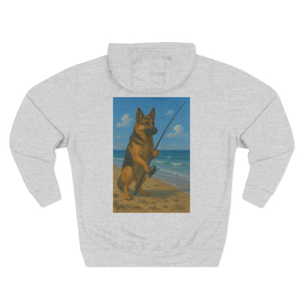 German Shepherd Fishing Fleece Hoodie