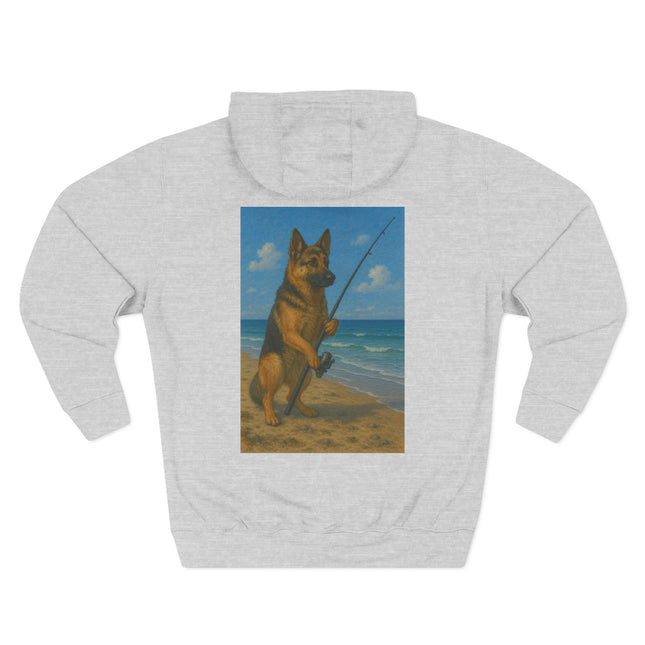 German Shepherd Fishing Fleece Hoodie