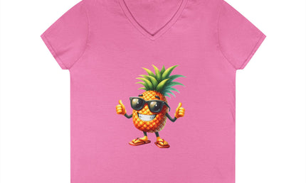Party Pineapple Ladies' V-Neck T-Shirt