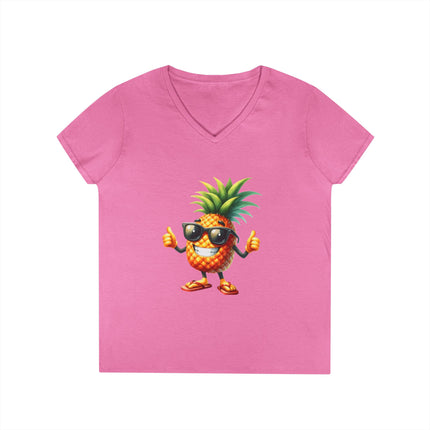 Party Pineapple Ladies' V-Neck T-Shirt
