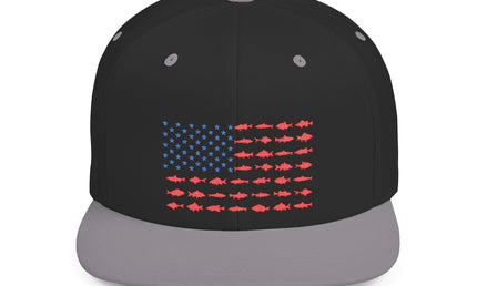 Patriotic Flat Bill Snapback Hat with Flag Design