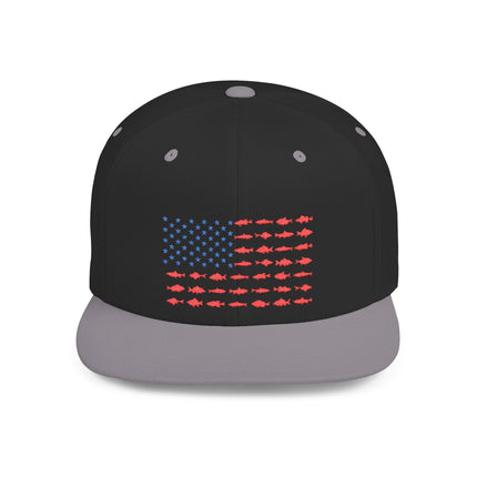 Patriotic Flat Bill Snapback Hat with Flag Design