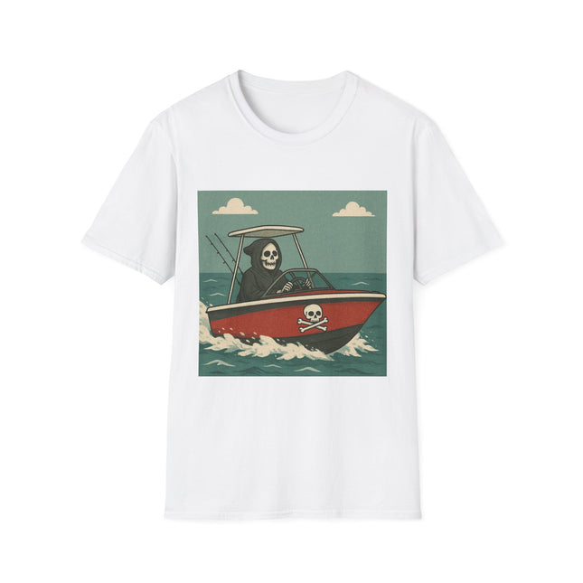 Grim Reaper Boat Halloween Holiday Unisex Graphic Tee