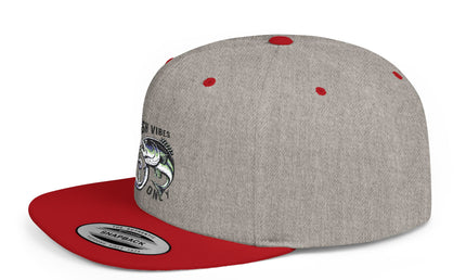 Fish Vibes Flat Bill Snapback Hat with Fish Design