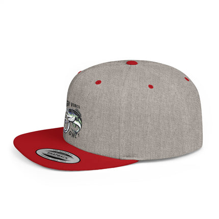 Fish Vibes Flat Bill Snapback Hat with Fish Design