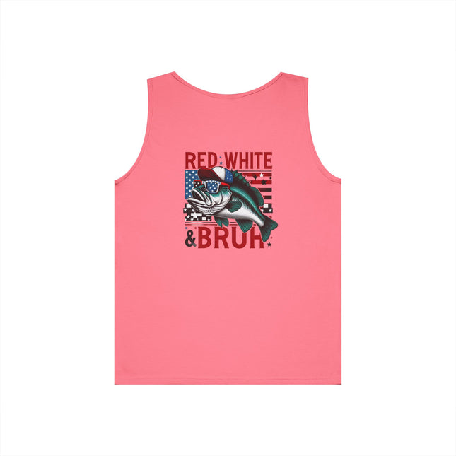 Patriotic Red, White, & Bruh Fishing Tank Top