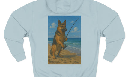 German Shepherd Fishing Fleece Hoodie