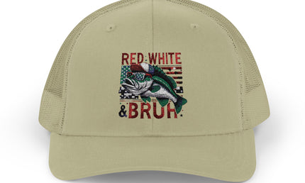 Patriotic Fishing Snapback Cap, Outdoor Hat, Red White & Bruh Cap