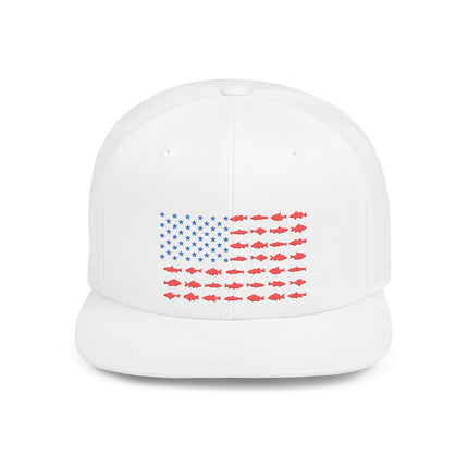 Patriotic Flat Bill Snapback Hat with Flag Design
