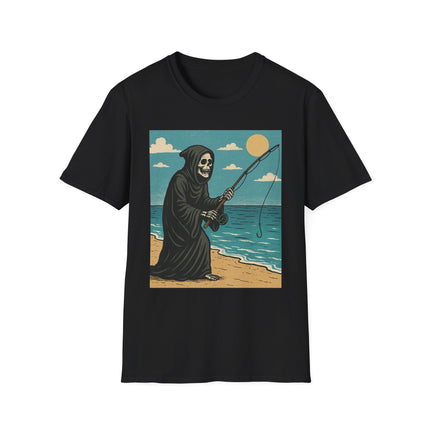Grim Reaper Fishing Halloween Holiday Unisex Graphic Tee